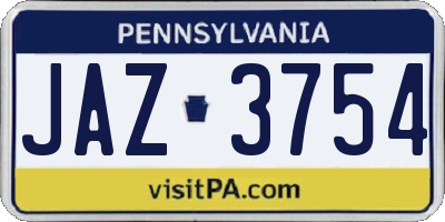 PA license plate JAZ3754