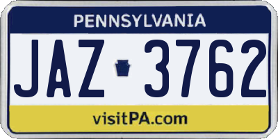 PA license plate JAZ3762
