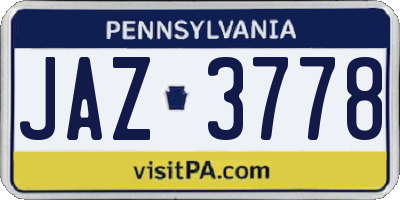 PA license plate JAZ3778