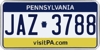 PA license plate JAZ3788