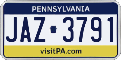 PA license plate JAZ3791