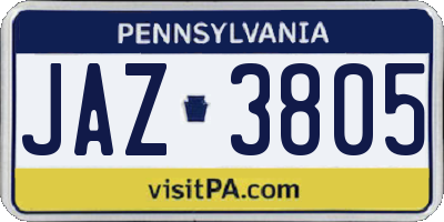 PA license plate JAZ3805