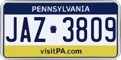PA license plate JAZ3809