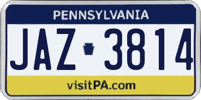 PA license plate JAZ3814