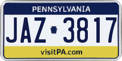 PA license plate JAZ3817