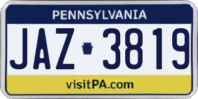 PA license plate JAZ3819
