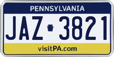 PA license plate JAZ3821