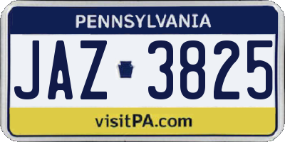 PA license plate JAZ3825