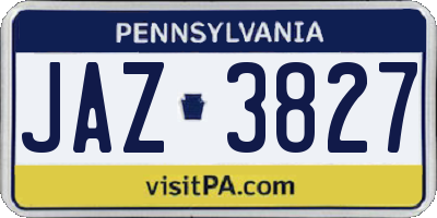 PA license plate JAZ3827