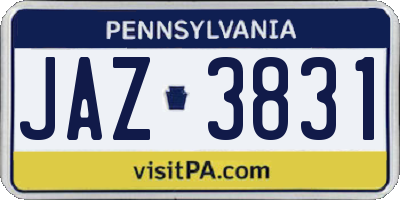 PA license plate JAZ3831
