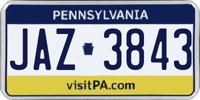 PA license plate JAZ3843
