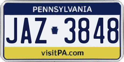 PA license plate JAZ3848