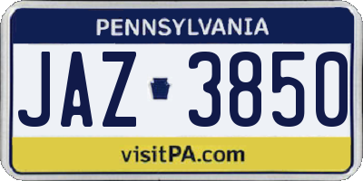 PA license plate JAZ3850