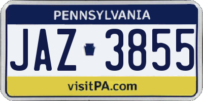 PA license plate JAZ3855