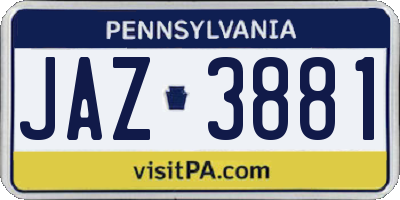 PA license plate JAZ3881