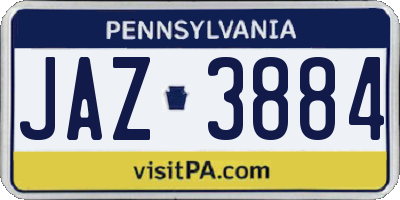 PA license plate JAZ3884