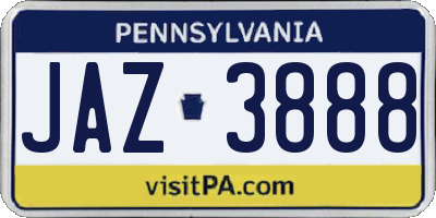 PA license plate JAZ3888