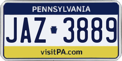 PA license plate JAZ3889