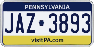 PA license plate JAZ3893