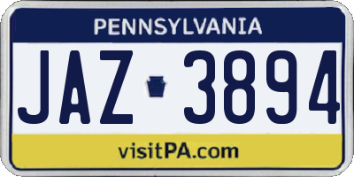 PA license plate JAZ3894