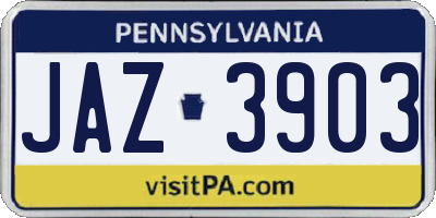 PA license plate JAZ3903