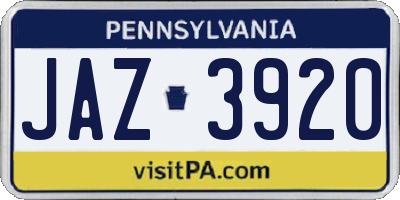 PA license plate JAZ3920