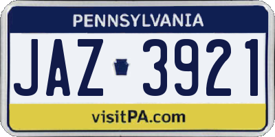 PA license plate JAZ3921