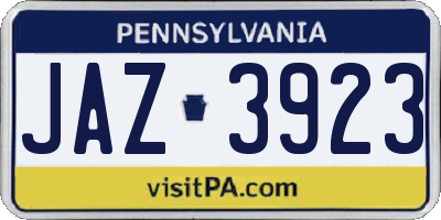 PA license plate JAZ3923