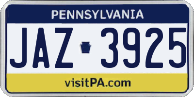PA license plate JAZ3925