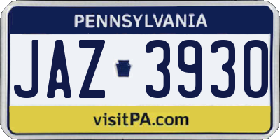 PA license plate JAZ3930
