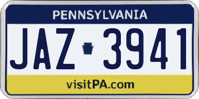 PA license plate JAZ3941