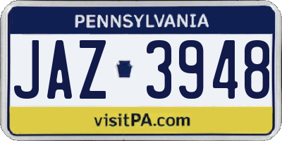 PA license plate JAZ3948