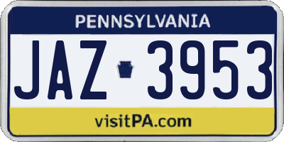 PA license plate JAZ3953