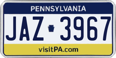 PA license plate JAZ3967