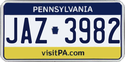 PA license plate JAZ3982