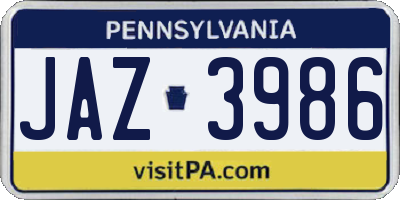 PA license plate JAZ3986