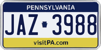PA license plate JAZ3988