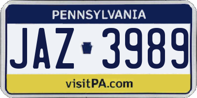 PA license plate JAZ3989