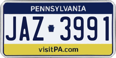 PA license plate JAZ3991