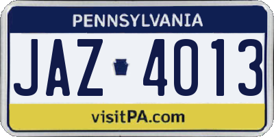 PA license plate JAZ4013