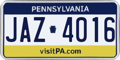 PA license plate JAZ4016