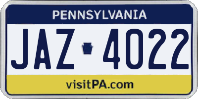 PA license plate JAZ4022