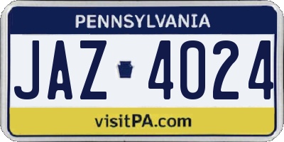 PA license plate JAZ4024