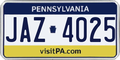 PA license plate JAZ4025