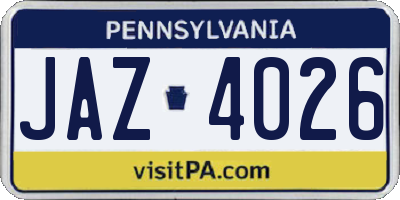 PA license plate JAZ4026
