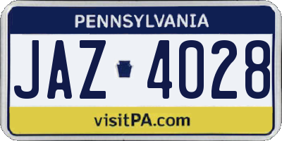 PA license plate JAZ4028