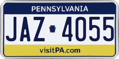 PA license plate JAZ4055