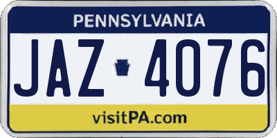 PA license plate JAZ4076