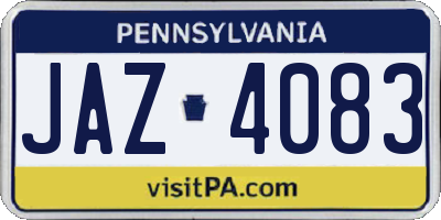 PA license plate JAZ4083