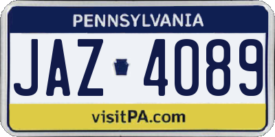 PA license plate JAZ4089